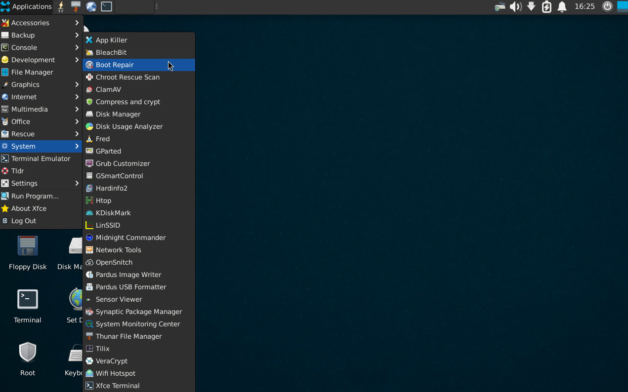 recovery system menu